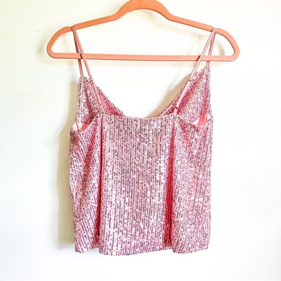 NWT Endless Rose Pink Sequin Cowl Neck Cami Top sz XS - Picture 3 of 5